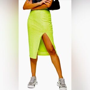 Top Shop Neon Sequin Midi Skirt size 4 (us 0-2)
